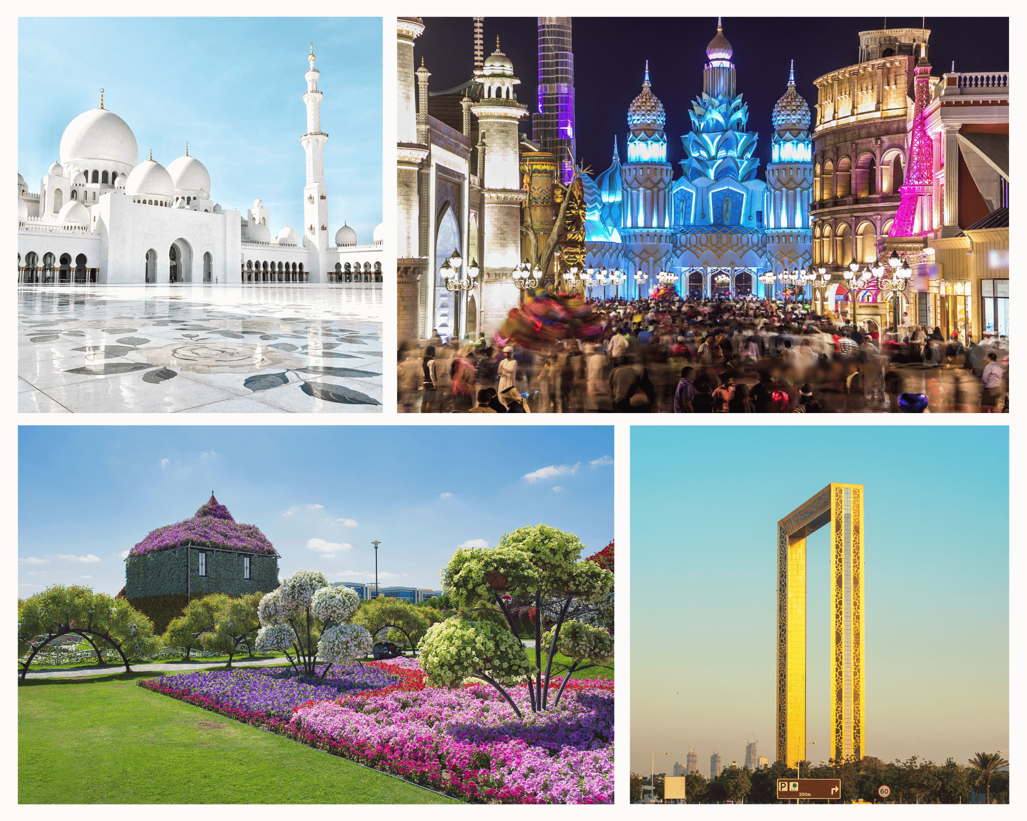 Dubai 4 * Hotel & 5* Hotel With Trio + Dubai Frame + Miracle Garden + Global Village + Abu Dhabi City Tour + Ferrari World With Grand Mosque 06 Nights | 07 Days